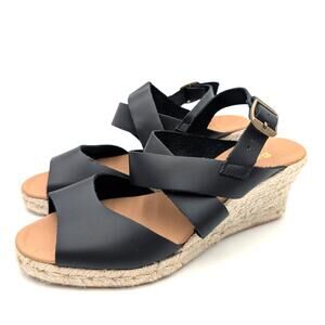 Barbour Yolanda Women's Wedge Espadrilles Sandals Black Size US9-9.5 EU40